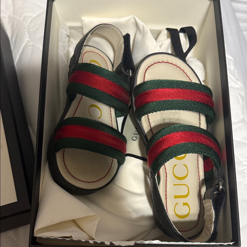 Gucci Kids Sandals - Black, Green, Red Stripes